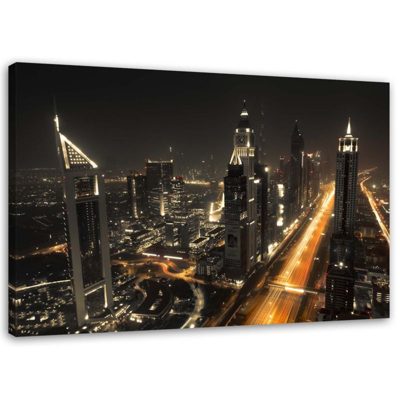 Obraz na płótnie Feeby Panorama Dubaju nocą 90x60cm 1szt