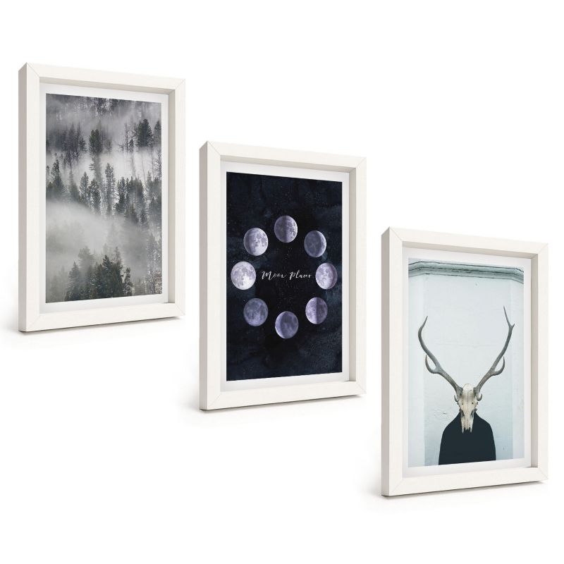 Galeria 3 Obrazów w Białej Ramie ArtPrintCave 20x30 cm Komplet ścienny Krajobraz leśny 1 kpl.