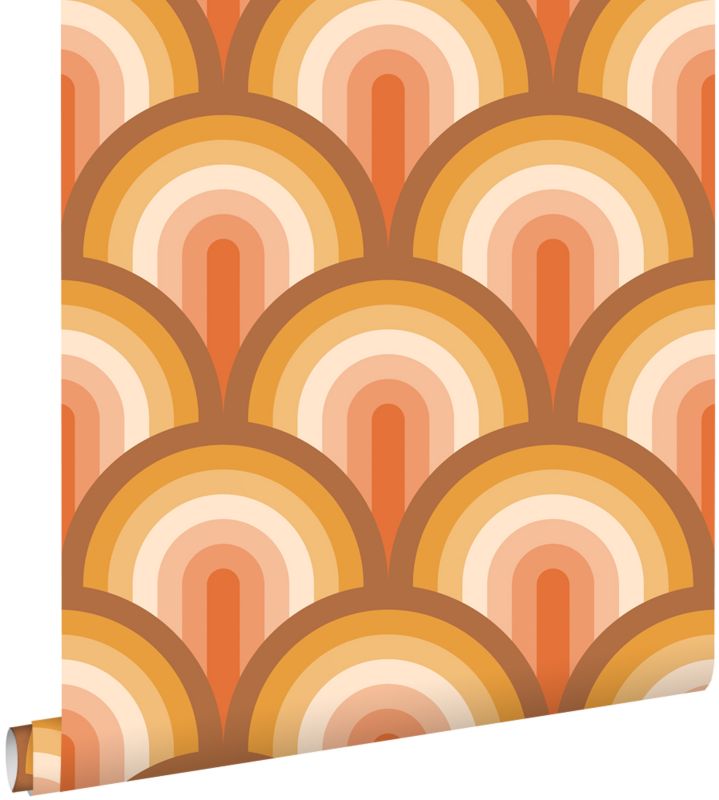Tapeta ESTAhome motyw art déco pomarańczowymIbrązowym 50 x 900 cm - 1 rol.