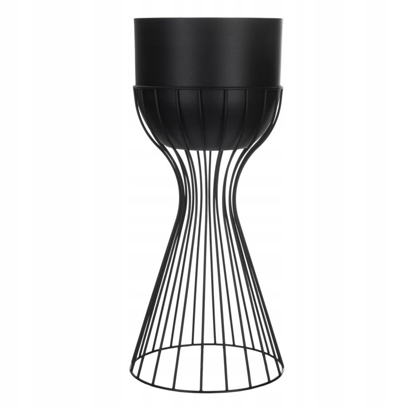 Urokliwe Wnętrza Kwietnik Stojący Metalowy Czarny Matowy Stojak Loft Druciany 46Cm - 1 szt.