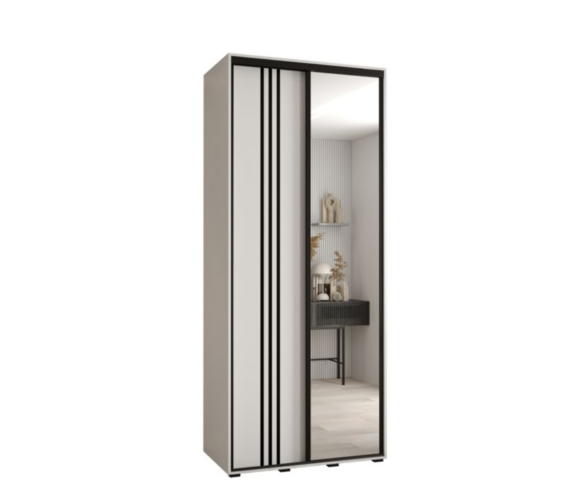 Szafa przesuwna Abiks DAVOS 7 wysoka szer.110cm gł.60cm biały/biały/czarny 1szt.