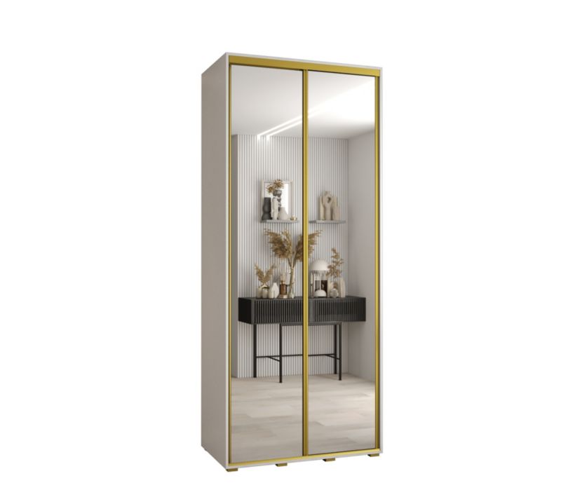 Szafa przesuwna Abiks DAVOS 2 wysoka szer.120cm gł.60cm biały/biały/złoty 1szt.