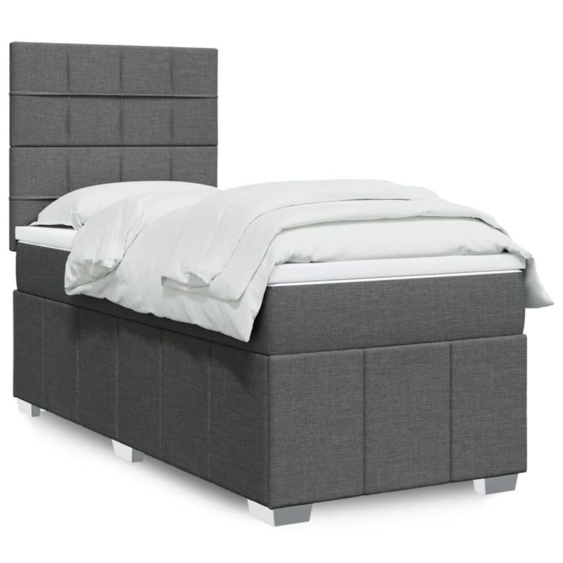 Łóżko z materacem WaszeMeble 90x190 cm Ciemnoszary tkanina z LED WM-3293824 1 szt.