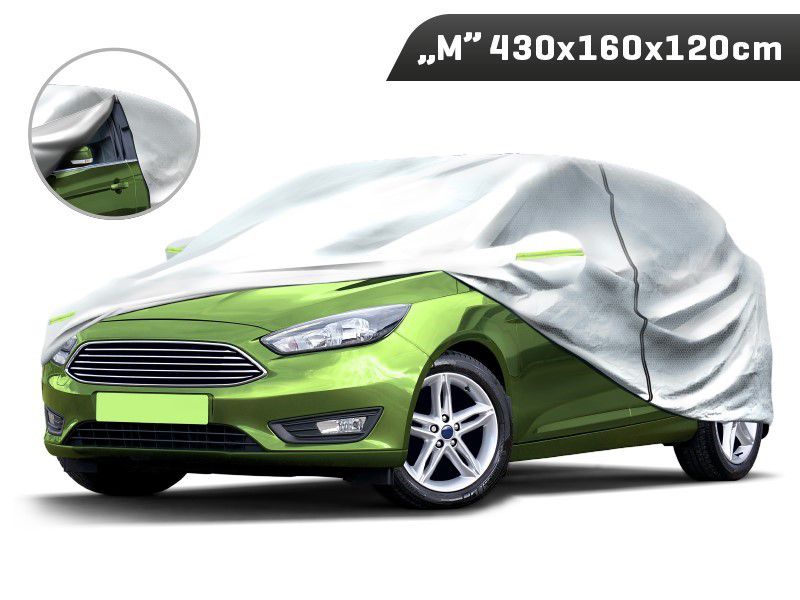 Pokrowiec na samochód, Carmotion, "M" 430x160x120 cm, 3-warstwy, odblaski, suwak przy drzwiach, 1 szt.