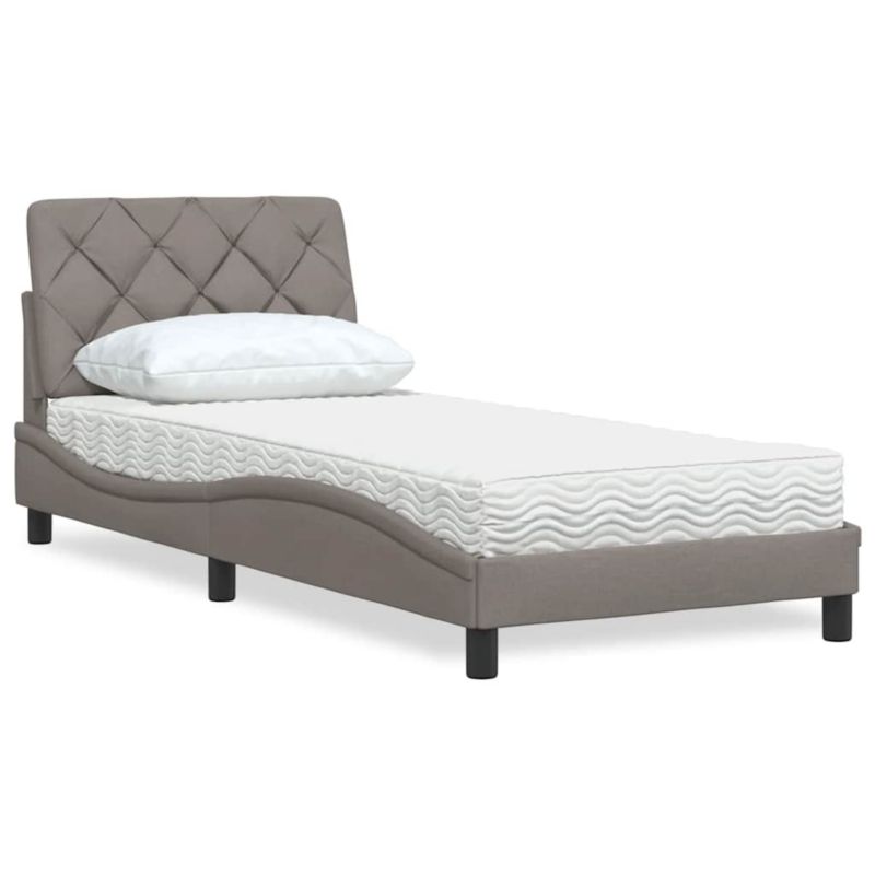 Łóżko z materacem WaszeMeble 90x190 cm Taupe tkanina WM-3310710 1 szt.