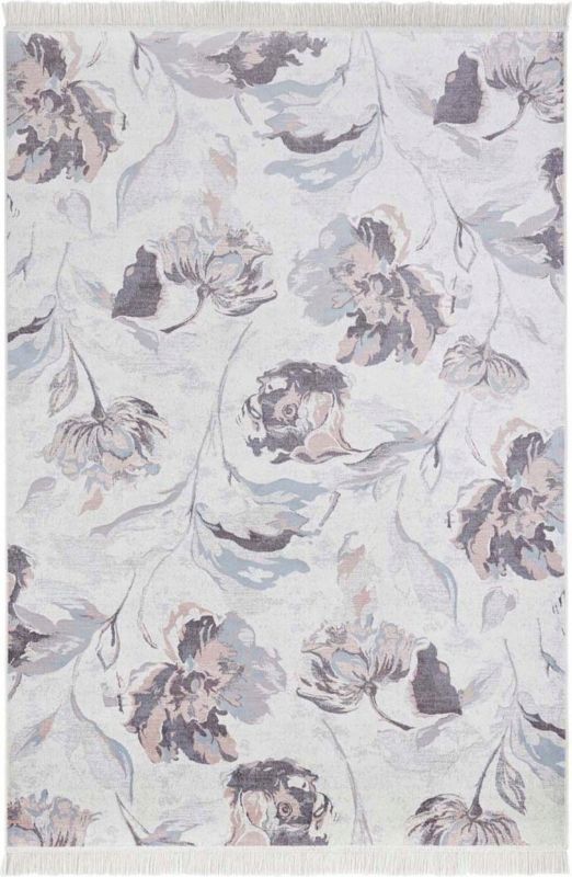 Dywan Nouristan Naveh 95x140cm, kremowo różowy w kwiaty, do salonu 1 szt.