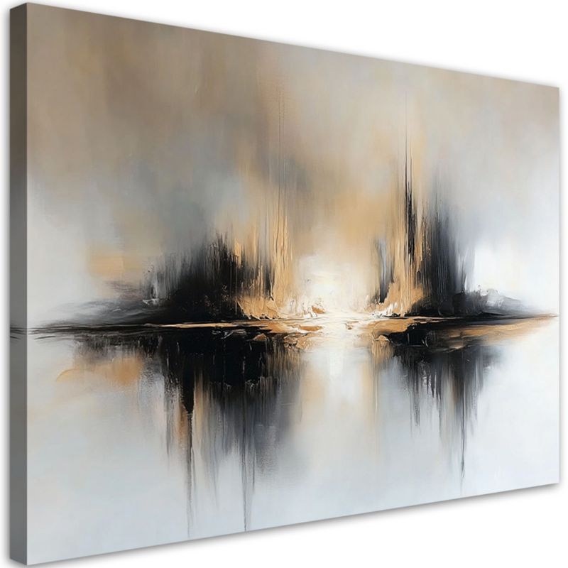 Obraz na płótnie Feeby Abstrakcja Beżowo Szara 90x60cm 1szt