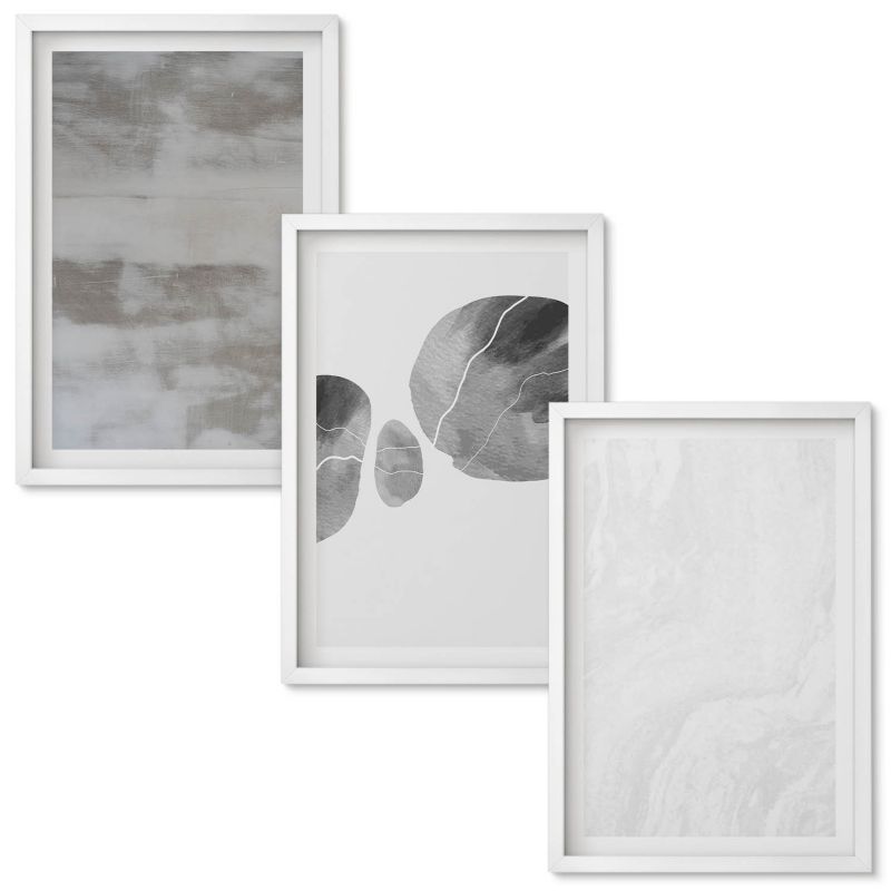 Obrazy Do Sypialni Wallfluent Abstrakcyjne struktury nowoczesne Biała rama 40x60 cm 3 szt.