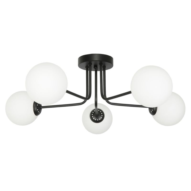 Lampa sufitowa EDYLIT żyrandol białe klosze czarna loft BORGIO 5xE14 14-840 1 szt.