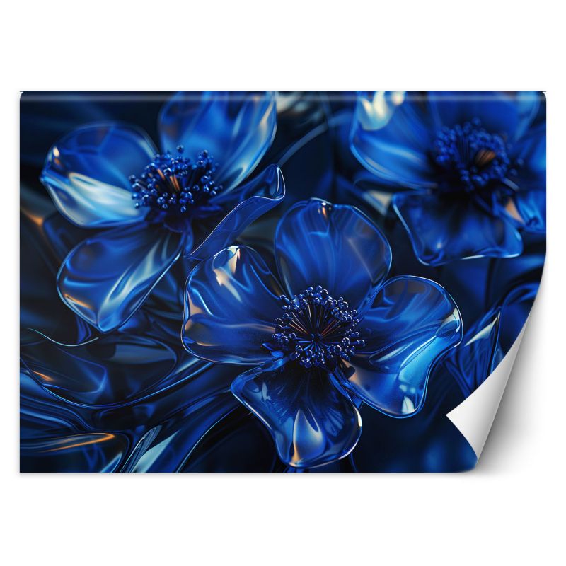 Fototapeta Feeby Niebieskie szklane kwiaty makro 3D 350x245 1 szt