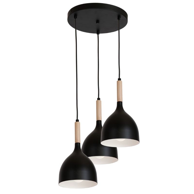 Lampa wisząca Luminex Noak Wood czarny matowa-jasne drewno wym: 110 x 42 x 42 cm 3xE27 x 15W 1 szt.