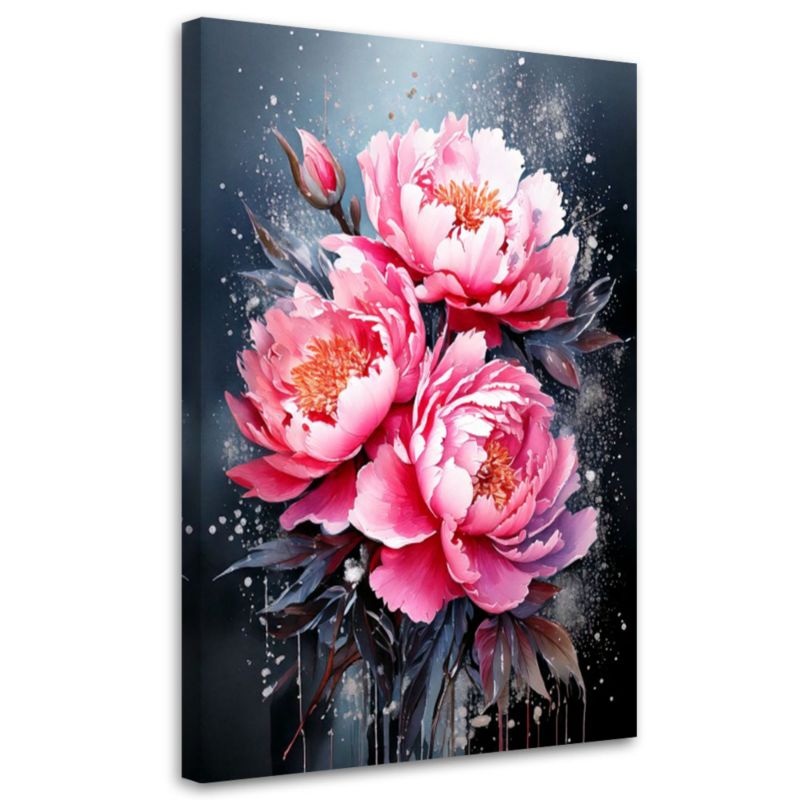 Obraz na płótnie Feeby Piwonie Różowe Kwiaty 70x100cm 1szt