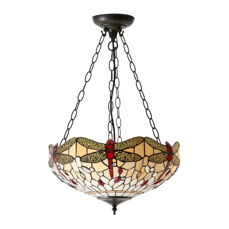 Lampa sufitowa ważki Tiffany DRAGONFLY BEIGE beżowa 3xE27x40W IP20 - 1 szt