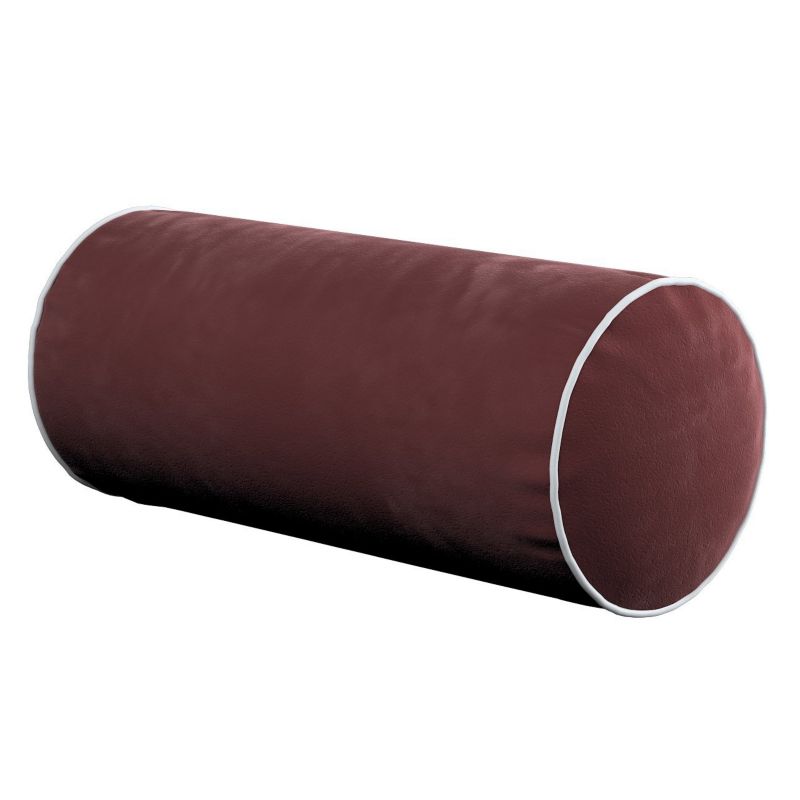 Poduszka wałek prosty z lamówką Dekoria Velvet śr. 16 x 40 cm bordowy 1 szt.