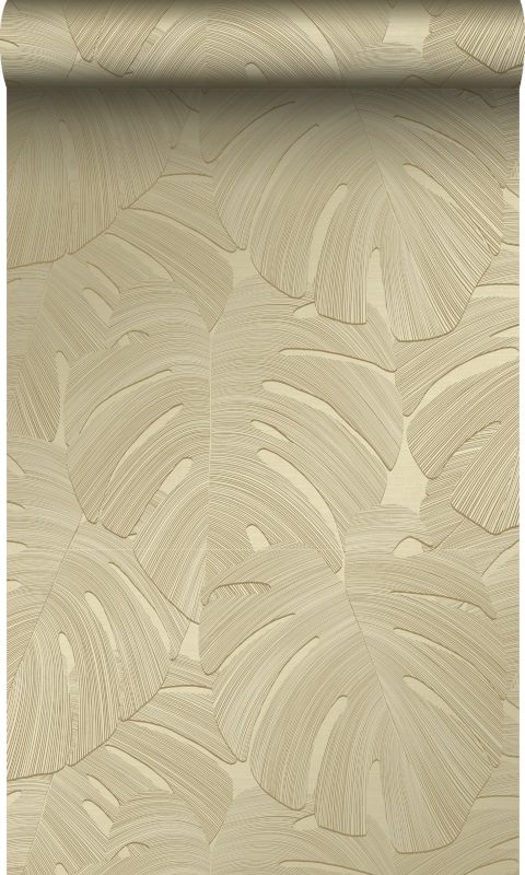 Tapeta Origin Wallcoverings tropikalne liście piaskowego beżu 53 cm x 10.05 m - 1 rol.