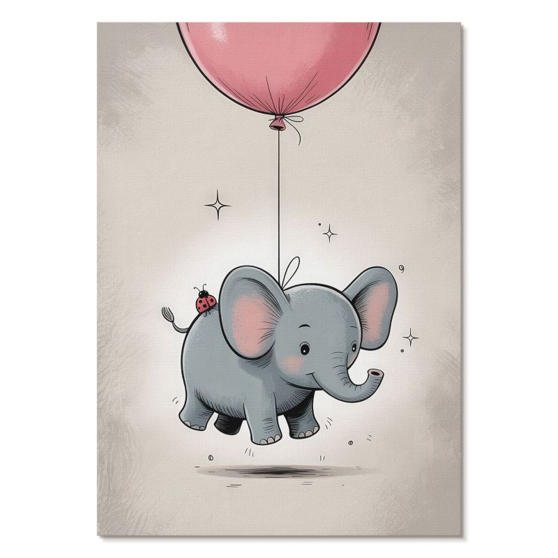 Plakat na Ścianę Tulup 42x59,4 cm (A2) Słoń z balonem Do sypialni, pokoju dziecięcego, 1 szt.