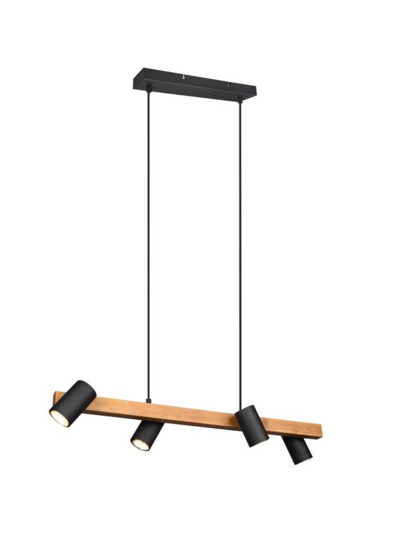 Lampa wisząca Trio VANTOS jasne drewno-czarna 4xGU10x35W IP20 wym:150x80x20cm - 1 szt.