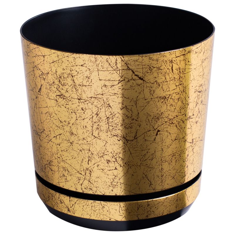 Doniczka z podstawką Kerd 18 cm wzór 012 STARE ZŁOTO klasyczna elegancka rustykalna postarzane złoto 1 szt.