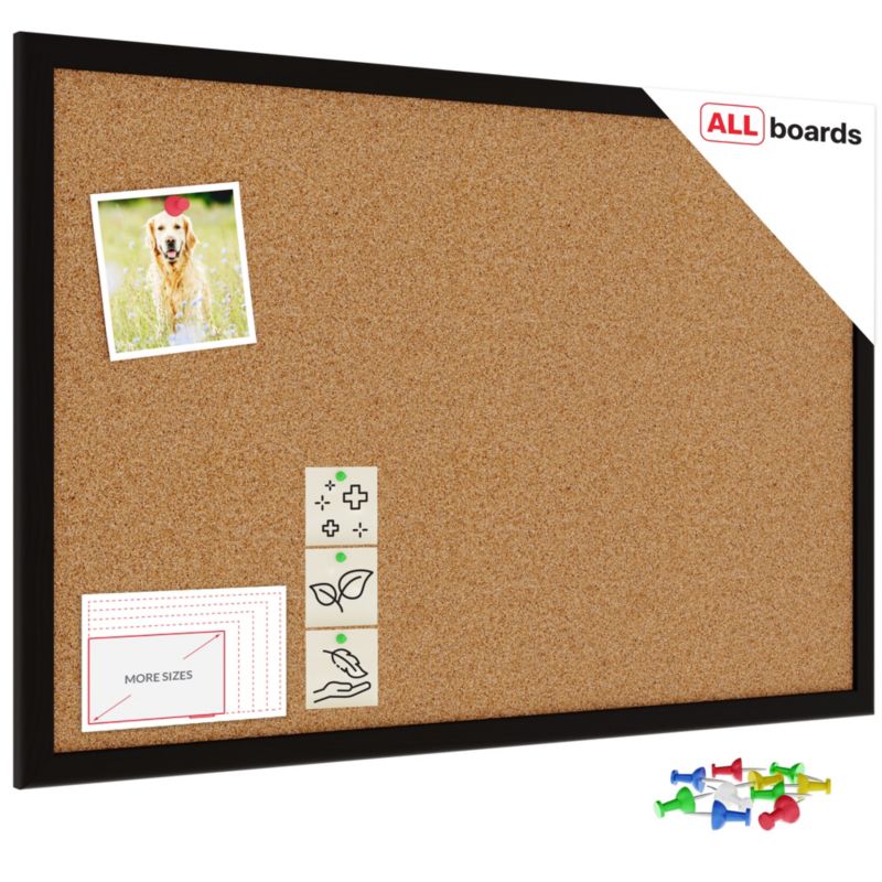 Tablica korkowa ALLboards 60x40 cm rama drewniana czarna 1 szt.