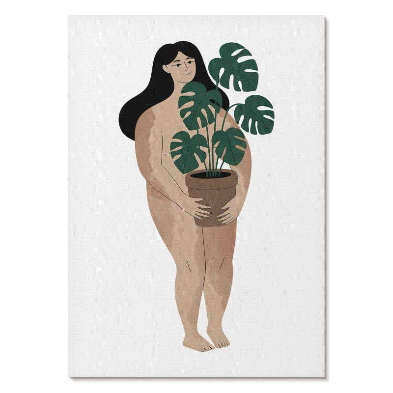 Nowoczesny Plakat na Płótnie Tulup 42x59,4 cm (A2) Kobieta z rośliną Do sypialni, salonu, biura 1 szt.