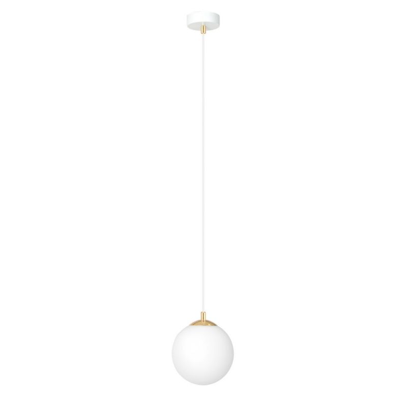 Lampa sufitowa wisząca Emibig Royal 9910 biało-złota szklana kula 1xE14 x 10W 1 szt.