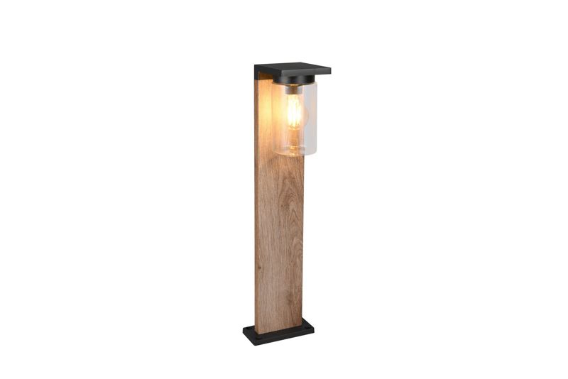 Lampa ogrodowa stojąca 65 cm imitacja drewna czujnik zmierzchu Trio ARDILA brązowo-czarna 1xE27x40W IP44 wym:65x16x18cm - 1 szt.