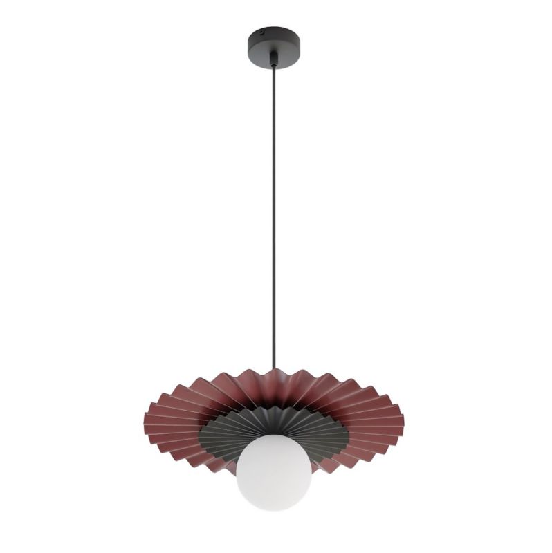 Lampa wisząca podwójny karbowany wachlarz Emibig UMBRA burgundowo-czarna 1xG9x8W IP20 wym:140x35x35cm - 1 szt.