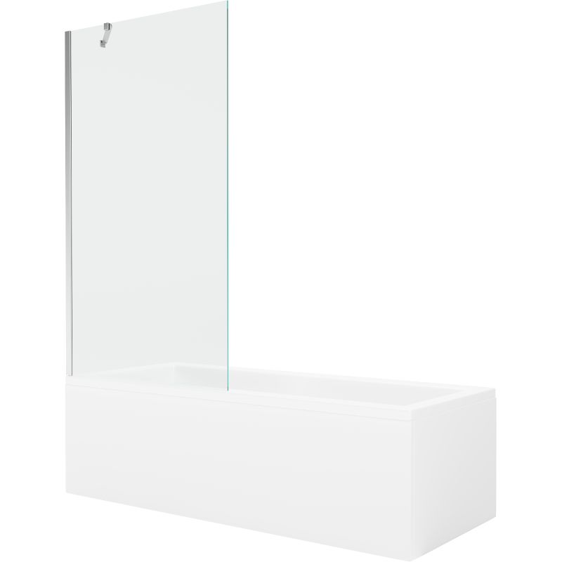 Wanna prostokątna Mexen Cubik 160 x 70 cm z obudową i parawanem 1-skrzydłowym 90 cm transparent chrom 1 kpl.