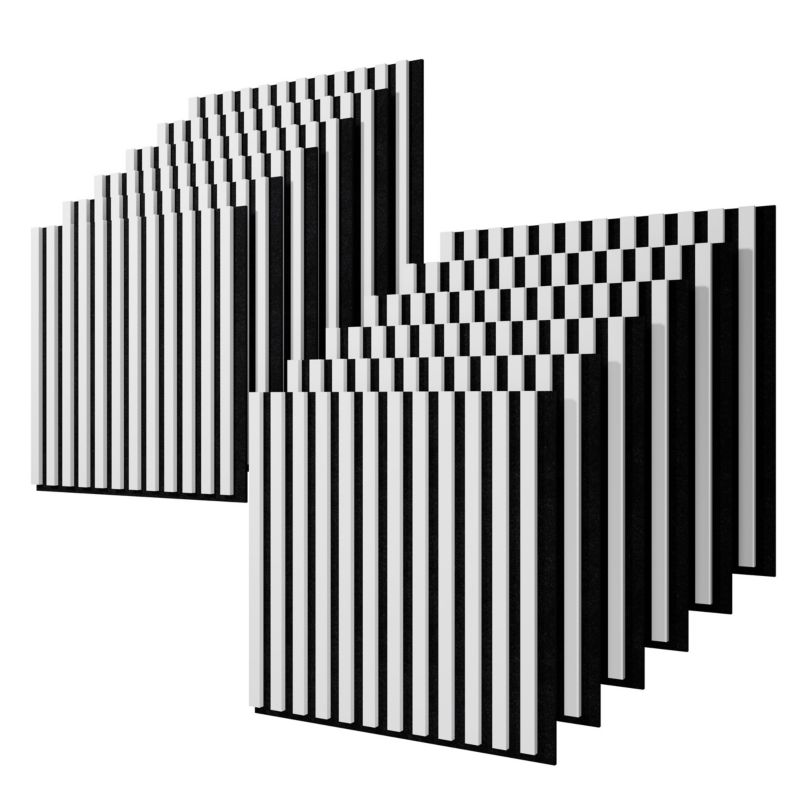 Lamele ścienne na czarnym filcu Stegu białe panele akustyczne 60x60,5cm 12 szt.