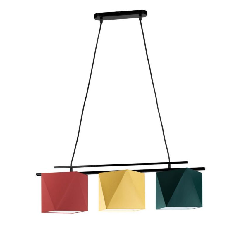 Lampa wisząca zwis Volta Light Factory żyrandol sufitowa z abażurami diament Ceglany, musztardowy, zieleń BARCELONA Z3 1szt.