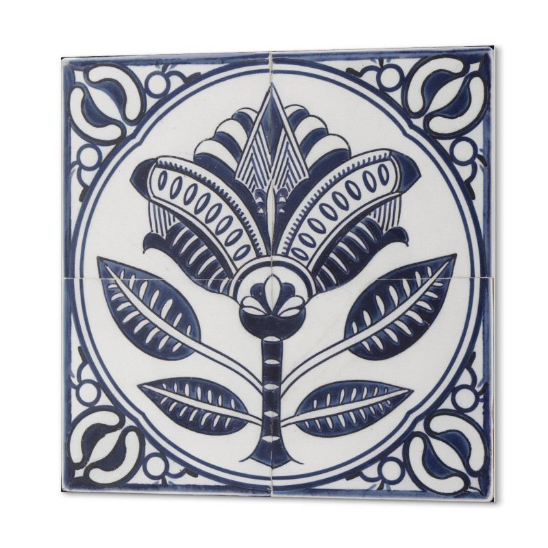 Komplet Kafelków Samoprzylepnych ArtPrintCave 20x20 cm Kwiatowy wzór ceramiczny 20 szt.