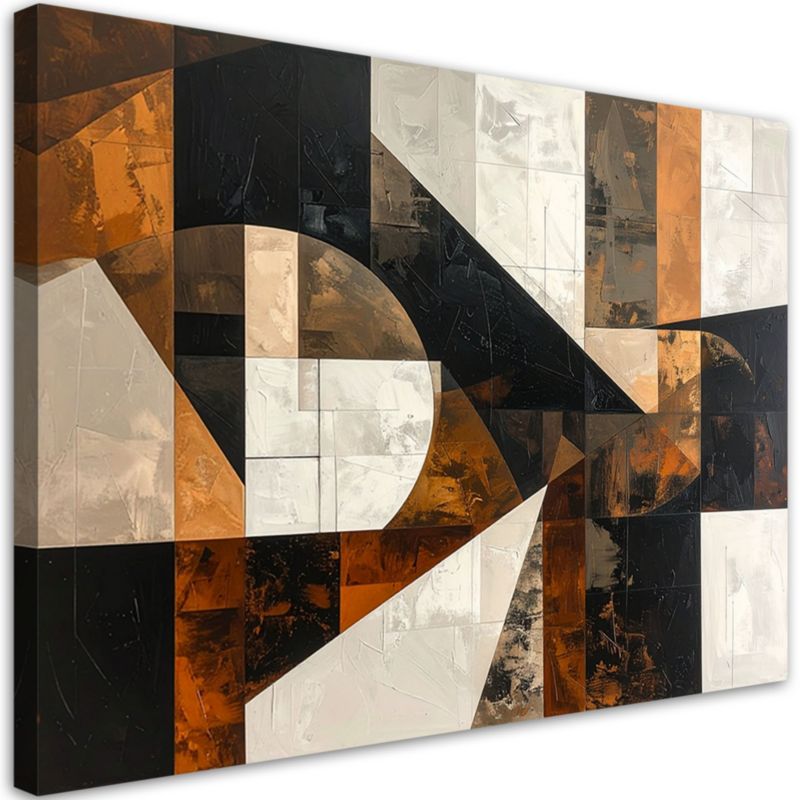 Obraz do salonu sypialni biura loftu Feeby Geometryczna abstrakcja tekstura brązowy 120x80cm 1szt