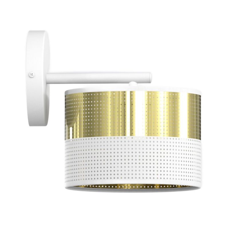 Kinkiet perforowany klosz Emibig LUX biało-złoty 1xE27x15W IP20 wym:24x20x20cm - 1 szt.