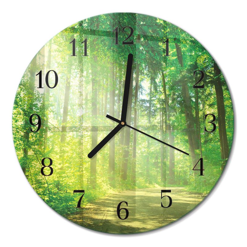 Zegar Ścienny Bez Tykania Tulup fi30 cm z Czarnymi Wskazówkami Leśna Natura 1 szt.