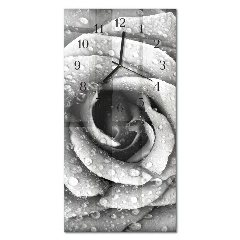 Zegar Ścienny Bez Tykania Tulup 30x60 cm z Czarnymi Wskazówkami Róża 1 szt.