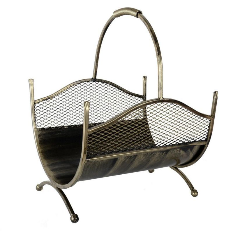 Kosz na drewno kominkowe Criss Dąstal metalowy złoty 40x37x52 cm 1 szt.