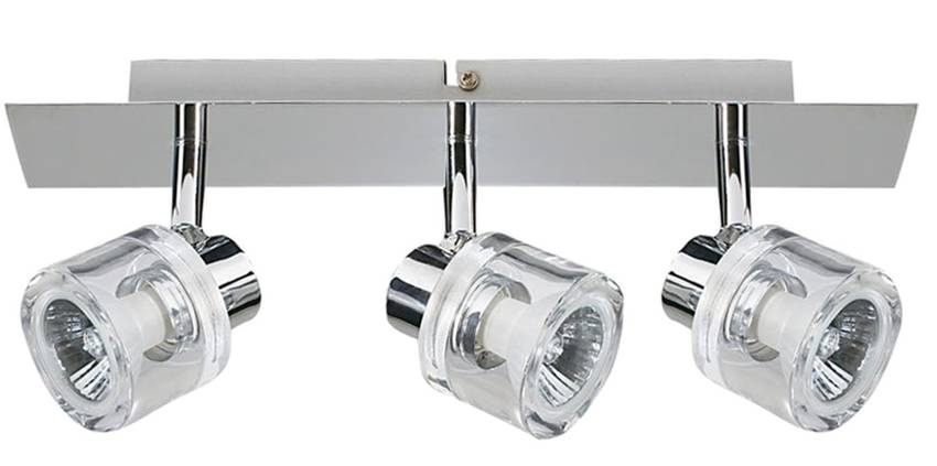Chromowana listwa sufitowa 3x50W GU10 do salonu DENAR regulowana