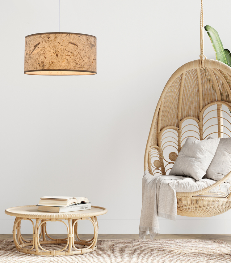 Beżowa lampa wisząca z abażurem do salonu PAPIRUS E27 metal