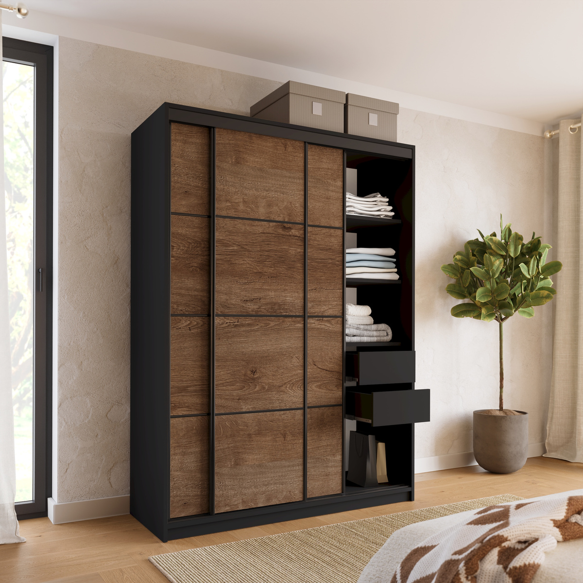 Szafa do przedpokoju 150 cm LOFT dąb lefkas