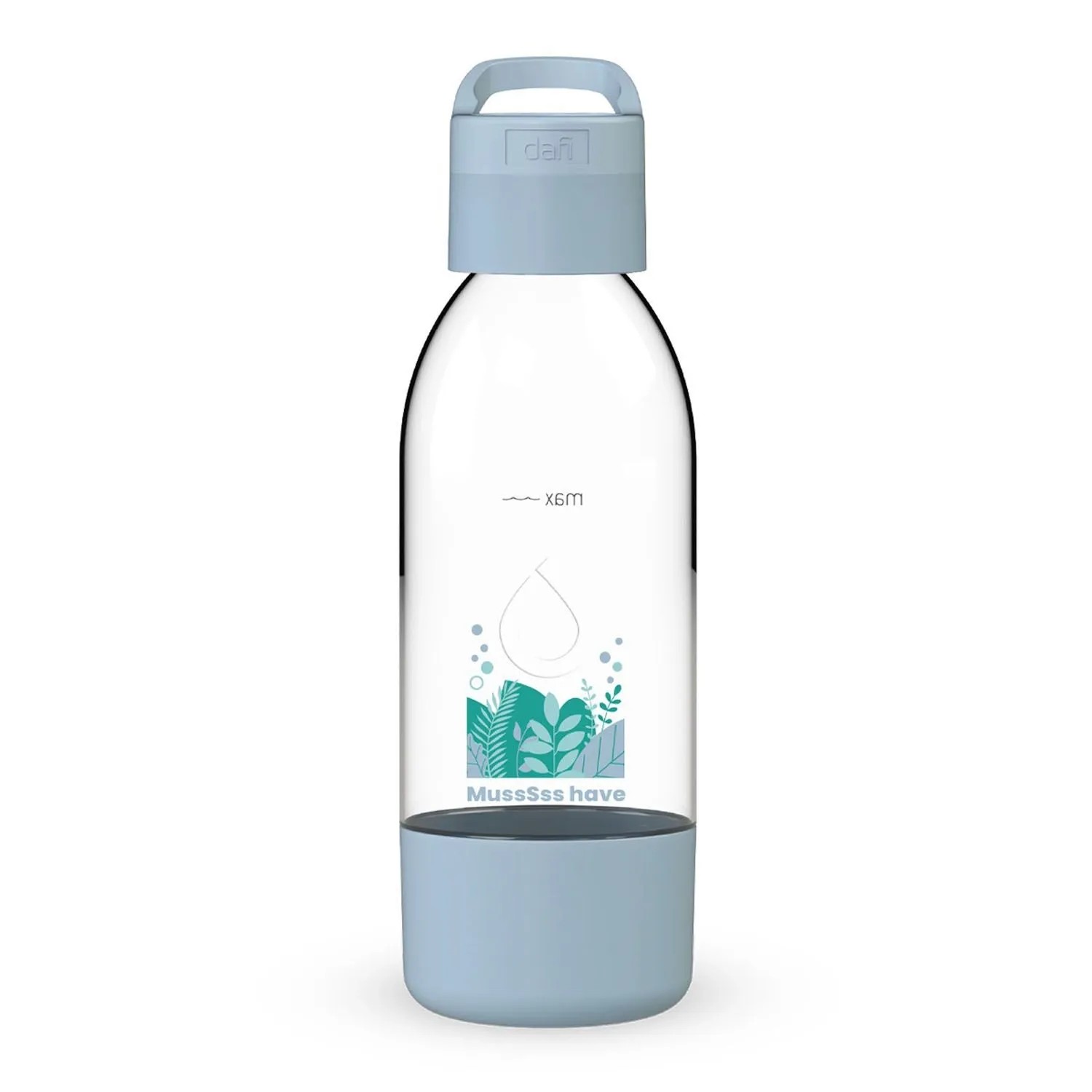 Dafi Butelka do saturatora PushAir Rośliny lazurowa z uchwytem - 0,5 l