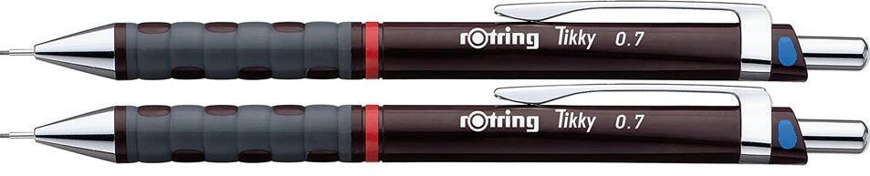 2x Ołówek automatyczny Rotring Tikky III, 0.7 mm, z gumką, bordowy