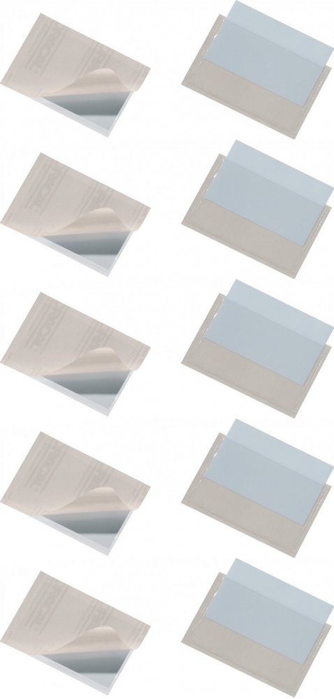 5x Kieszeń samoprzylepna Durable Pocketfix, 90x57mm, otwarcie u góry, 10 sztuk, transparentny