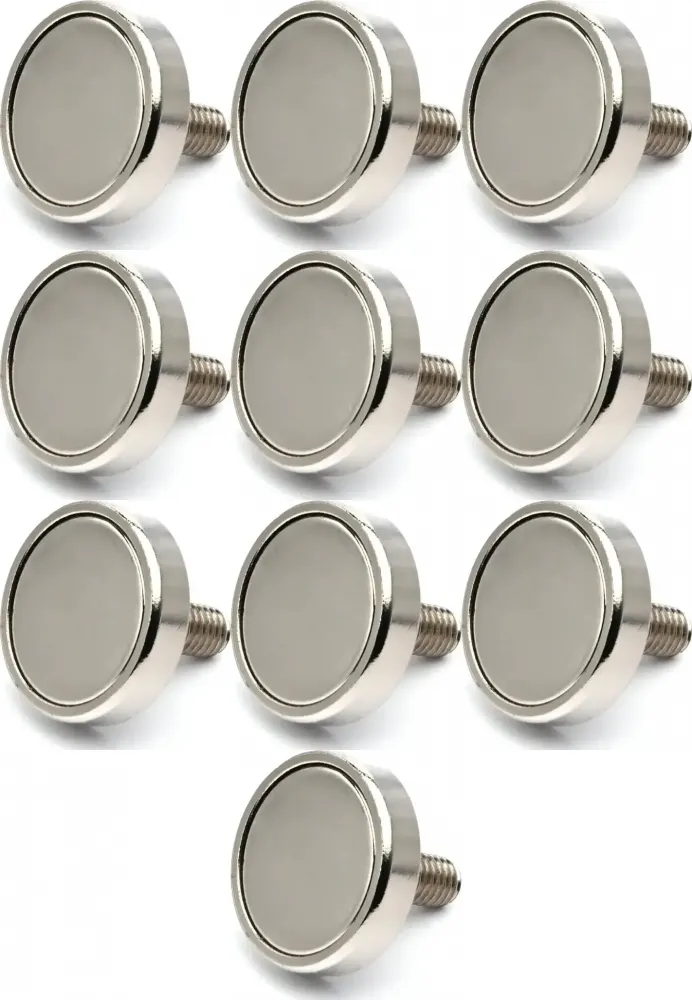 10x Magnes neodymowy w obudowie, 20mm, 1 sztuka, srebrny