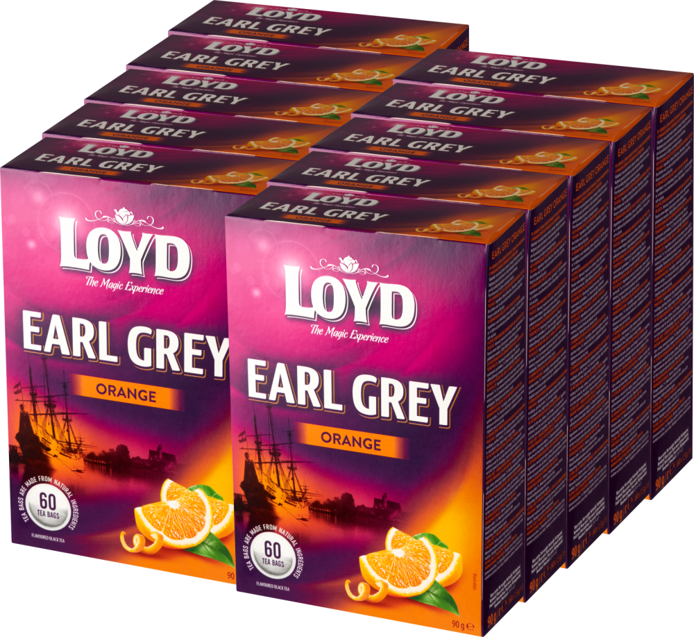 10x Herbata Earl Grey w torebkach Loyd Orange, pomarańcza, 60 sztuk x 1.5g