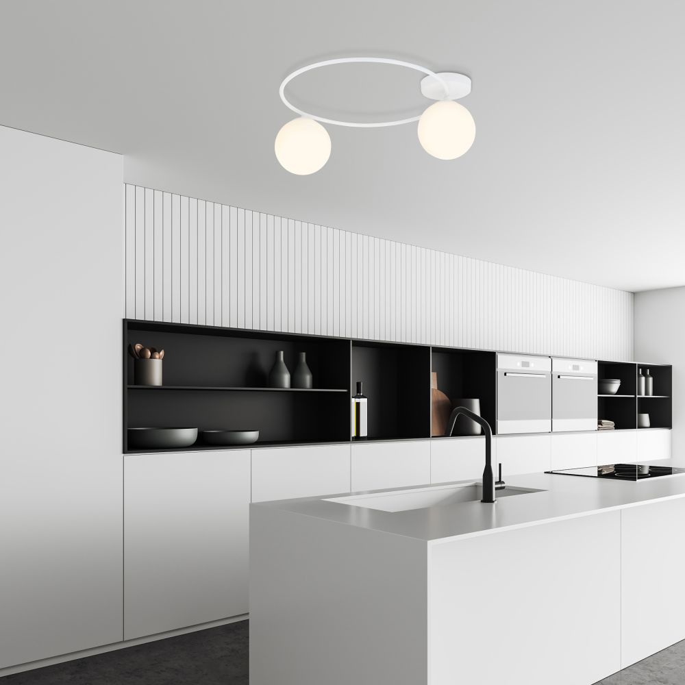 Emibig Sopra lampa podsufitowa 2x10 W biała-mleczny 1258/2