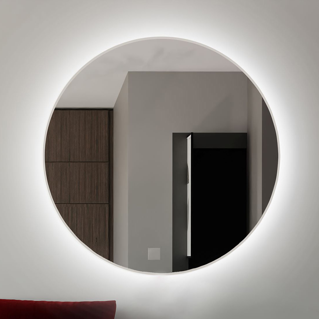 Baltica Design Tiny Border Bright lustro 70x70 cm białe barwa neutralna z włącznikiem bezdotykowym i matą grzewczą