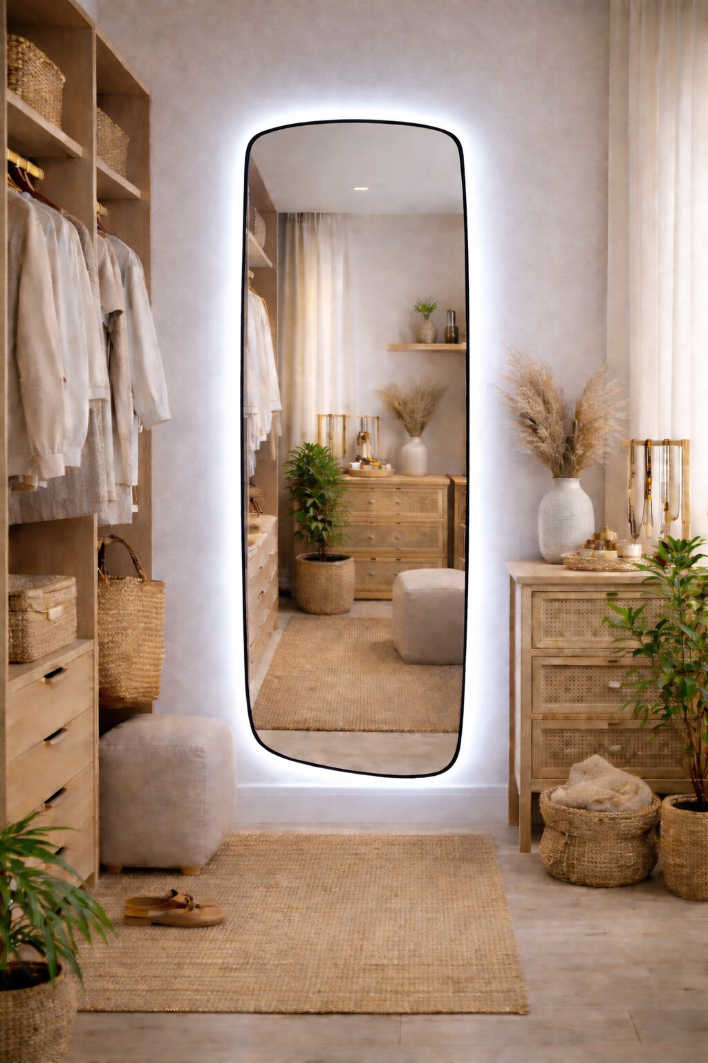 Baltica Design Stone Calm L lustro 155x50 cm z oświetleniem LED rama czarna barwa zimna