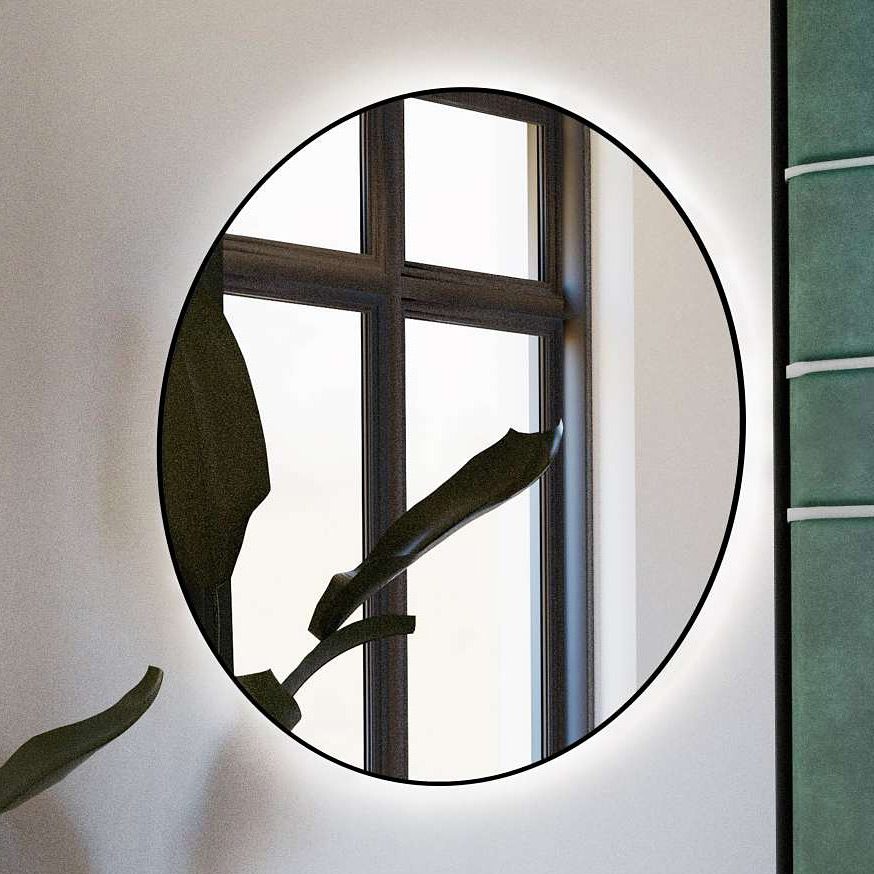 Baltica Design Bright lustro 60 cm okrągłe z oświetleniem LED czarne barwa zimna