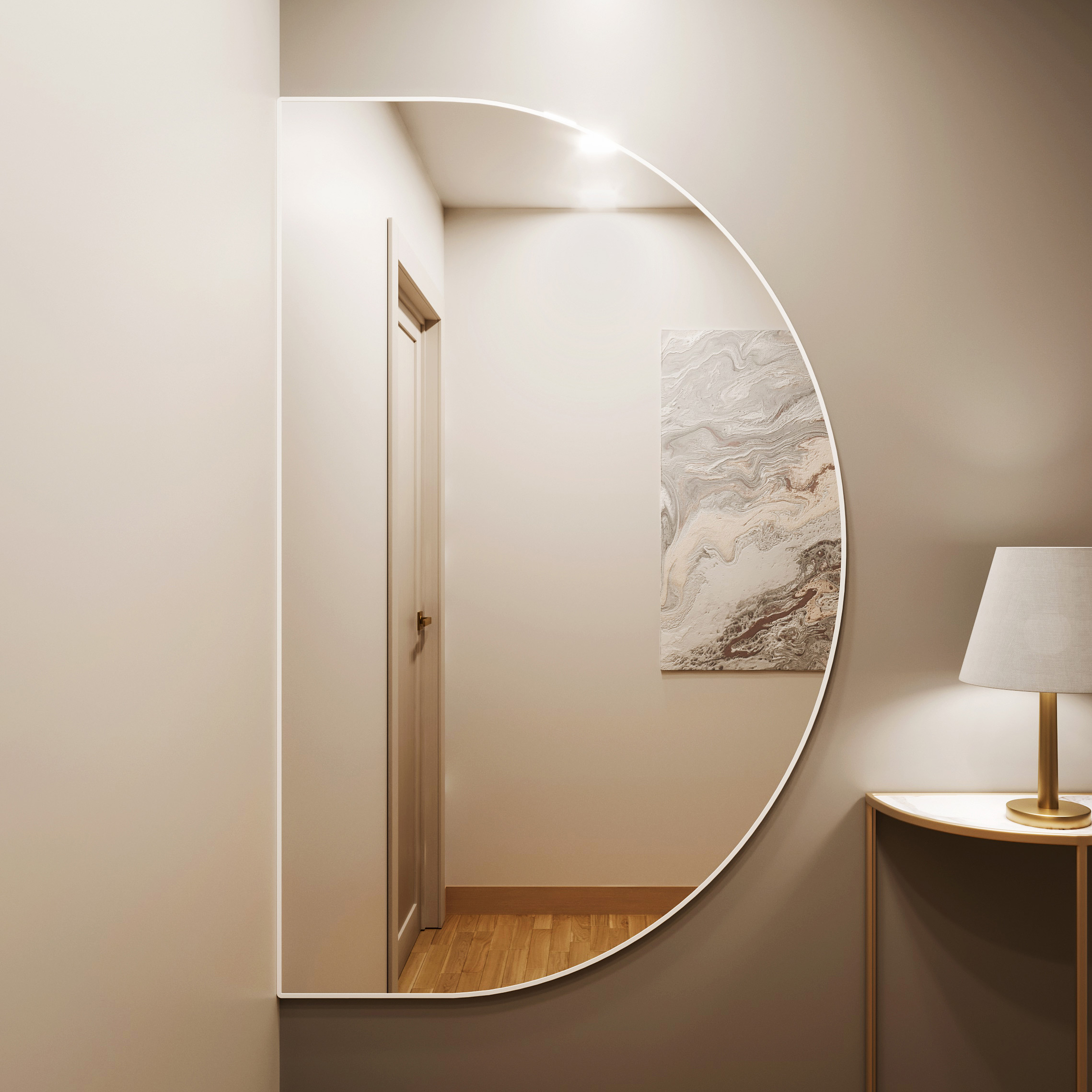 Baltica Design Tiny Border Semi Round lustro 140x80 cm białe