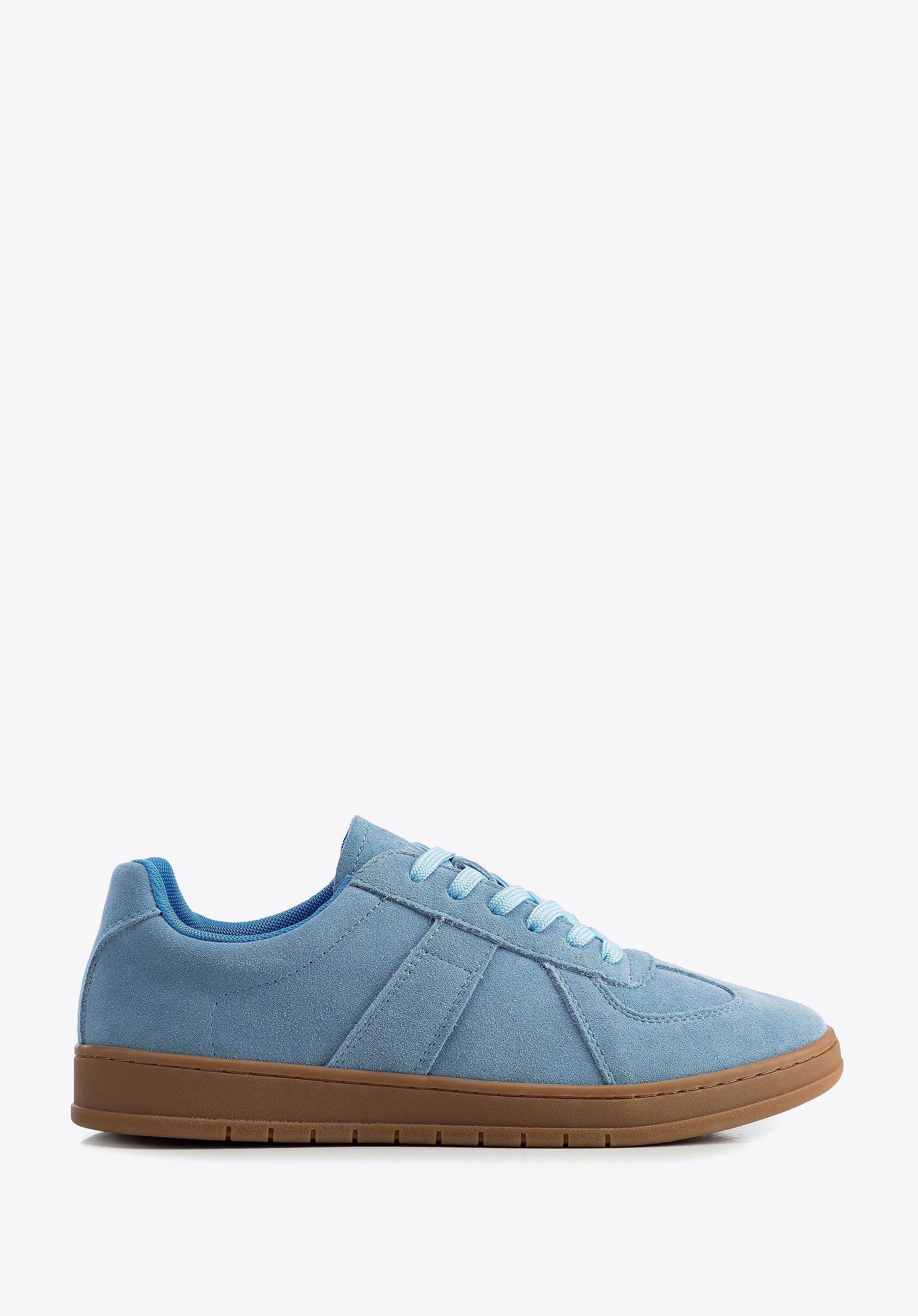 Sneakersy męskie ze skóry zamszowej niebieskie